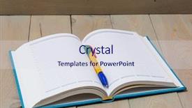  Presentation with diary - Slide deck having diary on wooden deck table background and a sky blue colored foreground