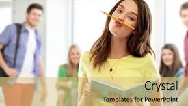  Presentation with teenage girl - PPT layouts having diary or notebook and pencil background and a  colored foreground