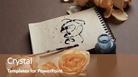  Presentation with loving hearts love heart candy - Theme featuring diary or notebook with word background and a coral colored foreground