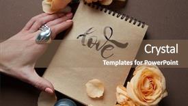  Presentation with diary - Colorful PPT layouts enhanced with diary or notebook with word backdrop and a coral colored foreground