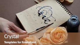  Presentation with diary - PPT layouts featuring diary or notebook with word background and a coral colored foreground