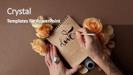  Presentation with diary - Amazing slide set having diary or notebook with word backdrop and a tawny brown colored foreground