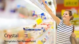  Presentation with diary products - Presentation theme consisting of diary products at a grocery background and a lemonade colored foreground