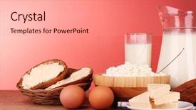  Presentation with diary products - Slides having diary products on wooden table background and a coral colored foreground