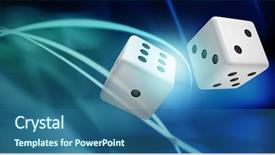  Presentation with black light - Amazing PPT layouts having dice against light circle backdrop and a ocean colored foreground