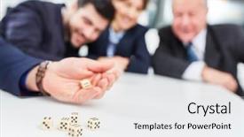  Presentation with team training - PPT theme having dice game team training exercise background and a white colored foreground
