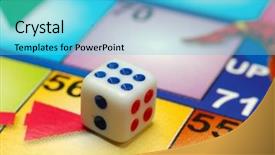  Presentation with board game - Cool new PPT theme with dice on game board backdrop and a cyan colored foreground