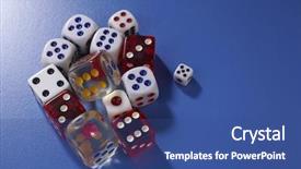  Presentation with blue and red dice - Beautiful PPT theme featuring dice on the blue background backdrop and a  colored foreground