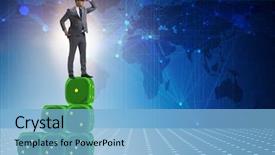  Presentation with forecasting - Audience pleasing slides consisting of dice probability - businessman in forecasting business concept backdrop and a  colored foreground