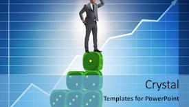  Presentation with forecasting - Presentation theme featuring dice probability - businessman in forecasting business concept background and a  colored foreground