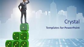  Presentation with forecasting - Slide deck with dice probability - businessman in forecasting business concept background and a sky blue colored foreground