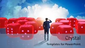  Presentation with probability - Audience pleasing PPT layouts consisting of dice probability - businessman thinking about chances backdrop and a light blue colored foreground