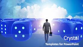  Presentation with walking - Cool new slides with dice probability - businessman walking away from random backdrop and a  colored foreground