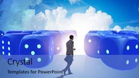  Presentation with probability - Slide set consisting of dice probability - businessman walking away from random background and a light blue colored foreground