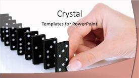  Presentation with domino - PPT theme enhanced with dice reaction - hand playing domino isolated background and a sky blue colored foreground