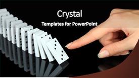  Presentation with black hand - PPT layouts having dice reaction - hand pushing dominoes isolated background and a  colored foreground