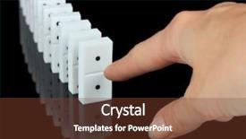  Presentation with black hand - Colorful slide set enhanced with dice reaction - hand pushing dominoes isolated backdrop and a  colored foreground