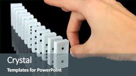  Presentation with black hand - Audience pleasing PPT layouts consisting of dice reaction - hand pushing dominoes isolated backdrop and a  colored foreground