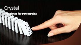  Presentation with rustic wood wooden frame - Colorful PPT theme enhanced with dice reaction - hand pushing dominoes on wooden backdrop and a  colored foreground