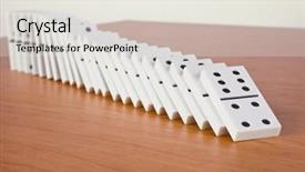  Presentation with domino - Amazing slide deck having dice reaction - line of domino on table backdrop and a  colored foreground