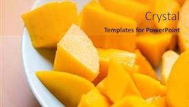  Presentation with mango fruit - PPT layouts featuring diced-fresh-mango-fruit background and a gold colored foreground