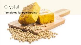  Presentation with soy - Slide set consisting of dices-of-marinated-tofu background and a blonde colored foreground