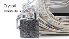  Presentation with chains - Cool new presentation with dictatorship - pile of newspapers with chains backdrop and a white colored foreground