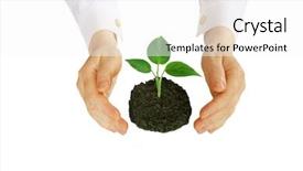  Presentation with hand holding plant - Presentation design enhanced with dictionary theme - holding a plant between hands background and a  colored foreground