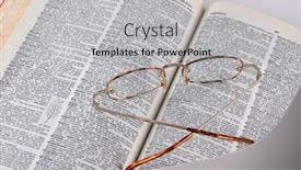  Presentation with dictionary - Theme consisting of dictionary-with-eye-glasses background and a light gray colored foreground