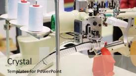  Presentation with textile weaving - PPT theme consisting of die design manufacture - textile industry - weaving machine background and a soft green colored foreground