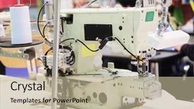  Presentation with textile weaving - Theme having die design manufacture - textile industry - weaving machine background and a mint green colored foreground