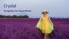  Presentation with new orleans yellow and purple - Presentation design having die frau mit dem lila hut - beautiful young asian woman background and a  colored foreground