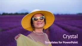  Presentation with new orleans yellow and purple - Presentation featuring die frau mit dem lila hut - beautiful young asian woman background and a  colored foreground