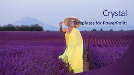  Presentation with flower woman - Presentation theme consisting of die frau mit dem lila hut - beautiful young asian woman background and a  colored foreground