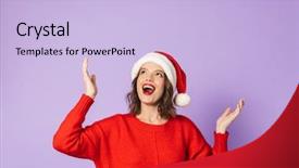  Presentation with purple festive christmas red - Cool new slide deck with die frau mit dem lila hut - image of an excited shocked backdrop and a light blue colored foreground