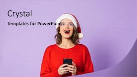  Presentation with purple - PPT layouts having die frau mit dem lila hut - image of an excited shocked background and a light blue colored foreground