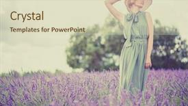  Presentation with hat - PPT theme with die frau mit dem lila hut - woman in long green dress background and a soft green colored foreground