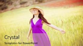  Presentation with freedom - Cool new slides with die frau mit dem lila hut - young beautiful girl feeling freedom backdrop and a yellow colored foreground