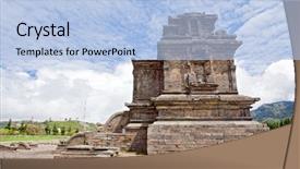 Presentation with complex - Amazing slides having dieng temple arjuna complex plateau backdrop and a light blue colored foreground
