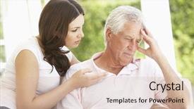  Presentation with daughter - Presentation with diesease - adult daughter talking to depressed background and a  colored foreground