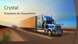  Presentation with freeway - Presentation theme with diesel - american truck speeding on freeway background and a light blue colored foreground