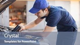  Presentation with diesel engine - Amazing presentation design having diesel - portrait of an auto mechanic backdrop and a ocean colored foreground