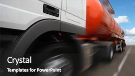 Presentation with tank truck - Cool new PPT theme with diesel - tank truck backdrop and a dark gray colored foreground