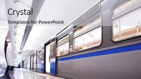  Presentation with train - Beautiful presentation theme featuring diesel engines - blue fast train stay backdrop and a  colored foreground