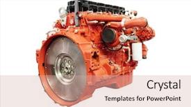  Presentation with diesel engine - Cool new presentation with diesel engines - image of an engine isolated backdrop and a soft green colored foreground