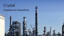  Presentation with distillery - Beautiful presentation design featuring diesel generator - chemical oil plant equipment petrol backdrop and a teal colored foreground