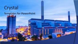  Presentation with steam generator - Audience pleasing theme consisting of steam generator - industrial plant at night backdrop and a light blue colored foreground