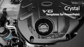  Presentation with car engine - Theme having powerful engine of the modern background and a dark gray colored foreground