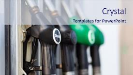  Presentation with diesel - Amazing PPT theme having diesel oil - gas pump nozzles backdrop and a sky blue colored foreground