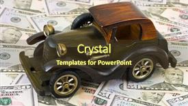  Presentation with car business - PPT theme enhanced with diesel saving - toy retro car on money background and a  colored foreground